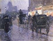 Childe Hassam Horse Drawn Coach at Evening oil painting artist